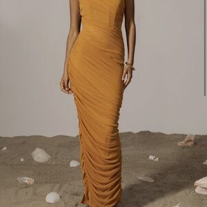 Elegant Mustard Evening Dress
